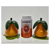 Pair of Vintage 1950's era Wooden Fruit Coin Banks