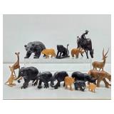 Large Group of Carved Wood Animals