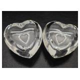 2 Mint in Box STEUBEN Glass Hearts