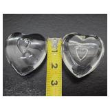 2 Mint in Box STEUBEN Glass Hearts