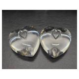 2 Mint in Box STEUBEN Glass Hearts