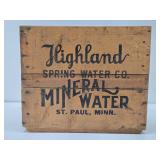 Excellent Vintage HIGHLAND Saint Paul Spring Water Wood Advertising Crates w/Full Sealed Bottles #2