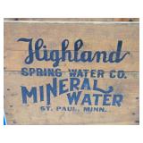 Excellent Vintage HIGHLAND Saint Paul Spring Water Wood Advertising Crates w/Full Sealed Bottles #3