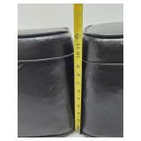 Matching Pair of Genuine Mid Century 1960's era Stuffed Black Leather Footstools