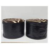 Original Mid Century 1960's-70's era Genuine Leather & Zebra Hide Footstools
