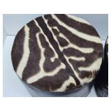 Original Mid Century 1960's-70's era Genuine Leather & Zebra Hide Footstools