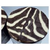 Original Mid Century 1960's-70's era Genuine Leather & Zebra Hide Footstools