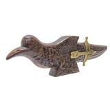Vintage Carved Wooden Bird Knife Holder & Knife