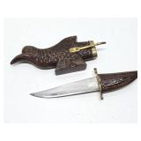 Vintage Carved Wooden Bird Knife Holder & Knife