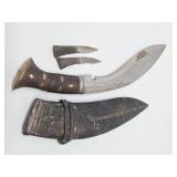 Antique Nepalese Kukri Knife/Dagger with Scabbard & 2 Smaller Concealed Knives
