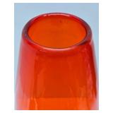 HUGE Blown Glass Orange Vase