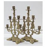 Ornate Antique Heavy Solid Brass Candle Stands