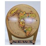 Very Cool Original 1953 Replogle 'Flat' Earth Air Age Map Store Display Sign