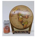 Very Cool Original 1953 Replogle 'Flat' Earth Air Age Map Store Display Sign