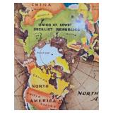 Very Cool Original 1953 Replogle 'Flat' Earth Air Age Map Store Display Sign