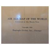 Very Cool Original 1953 Replogle 'Flat' Earth Air Age Map Store Display Sign