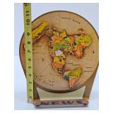 Very Cool Original 1953 Replogle 'Flat' Earth Air Age Map Store Display Sign