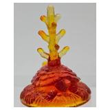 Mid Century Amberina Glass Turtle Ring Holder