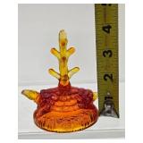 Mid Century Amberina Glass Turtle Ring Holder