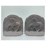 Antique Western Bookend Set - 'The End of the Trail'