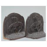 Antique Western Bookend Set - 'The End of the Trail'