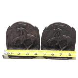 Antique Western Bookend Set - 'The End of the Trail'