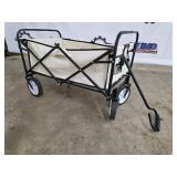 Foldable Utility Wagon with Canvas Bag - Black Frame, Large Wheels