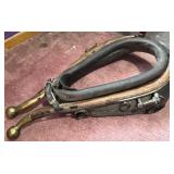 Vintage Leather Horse Harness with Brass Fittings and Padded Neck Collar