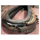 Vintage Leather Horse Harness with Brass Fittings and Padded Neck Collar