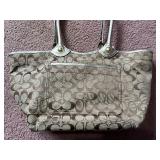 Coach Signature Tote Bag - Floral Appliqués on Brown Coated Canvas MV1073-F16276