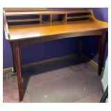 Desk - Vintage Wood Desk with Built-in Hutch & Cubby Storage
