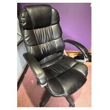 Black Leather-style Executive Office Chair and floor mat - High Back, Padded Armrests, 5-Star Base