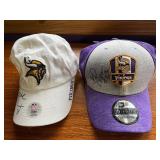 Minnesota Vikings Autographed Caps (Lot of 2) - New Era 39THIRTY Purple Patch & White Logo Hat