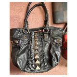 Studded Leather Handbag Set - Black & Red (Lot of 3)