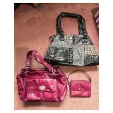 Franco Sarto Magenta Leather Handbag - Patchwork Tote - Wallet (Lot of 3)