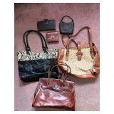 Nine West Tote Bag - Black Snake-Print, Tan Ostrich, Burgundy Leather