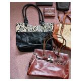 Nine West Tote Bag - Black Snake-Print, Tan Ostrich, Burgundy Leather