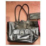 Leather Tote Bags - Black & Pink (Lot of 3)