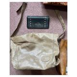 Brown Studded Leather Handbag w/ Brass Buckles - Tan Tote & Beige Hobo Bags & Harley Wallet