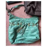 Leather Handbags Bundle - Teal, Green & Black Purses & Wallet