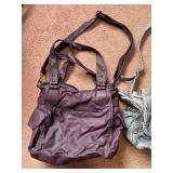 Angel Kiss Purple Leather Handbag & Gray Textured Satchel