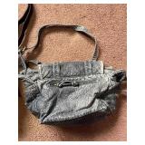 Angel Kiss Purple Leather Handbag & Gray Textured Satchel