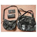 Nine West Fringe Leather Hobo Bag - Black Tote with Wallets & Harley-Davidson Card Holder