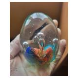 Murano Glass Egg Paperweight with Colorful Interior (Lot of 3 Seashells)