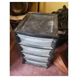 Wooden Bookshelf - Plastic Rolling Storage Cart