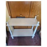 Two-Tier White Painted Wood Shelf with Turned Legs