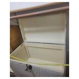 White Wicker Storage Chest with Locking Front Latch