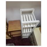 White 5-Tier Slatted Ladder Shelf & Brown Wood 3-Shelf Storage Shelf