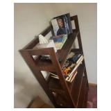 Wooden Bookcase - Tall 4-Shelf Storage Unit, Dark Walnut Finish