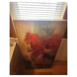 Abstract Painting on Canvas - Multicolor Block Composition with Reds & Blues